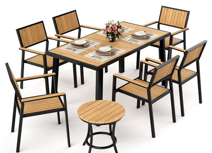 Pamapic Aluminum and Plastic-Wood Outdoor Dining Table Set Pamapic