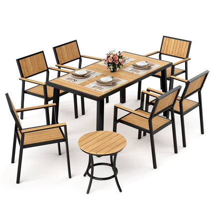Pamapic Aluminum and Plastic-Wood Outdoor Dining Table Set Pamapic