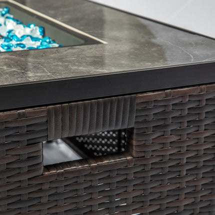 Outdoor Fire Table Propane Pit Rattan With Tile Tabletop - Phoenix Fire Art Store