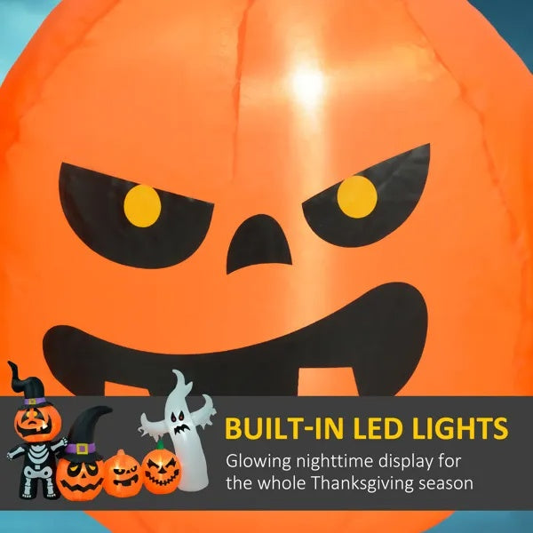 Inflatable Halloween Decoration - Long Pumpkins Row with Ghost
