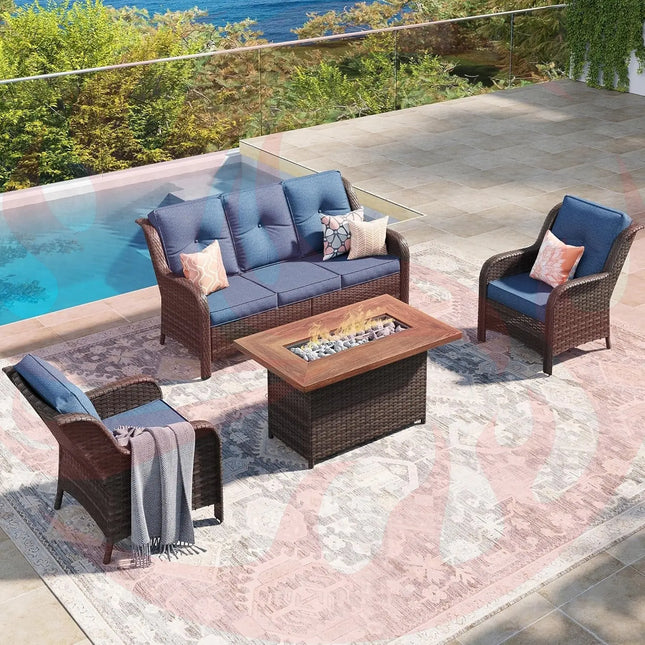 Outdoor Patio Furniture Set with Fire Pit Table-0