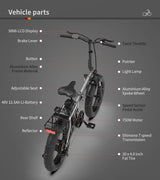 20x4.0 Foldable Fat Tire Electric Bike - 48V 12.5AH Extended Range with Dual Disc Brakes