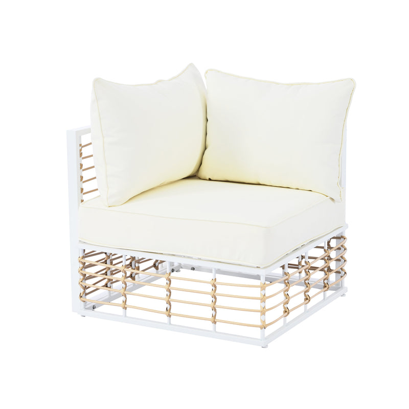 Modern Minimalist 7-Piece Metal Patio All-Weather Sectional Sofa Set - Phoenix Fire Art Store