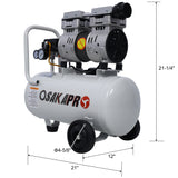 1.5HP 8 Gallon Oil-Free Silent Air Compressor - 115 PSI Portable Professional