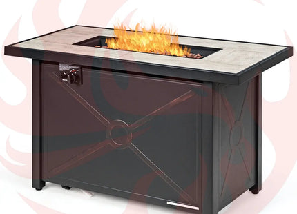 9 Pieces Outdoor Patio Furniture Set with 42 Inch Propane Fire Pit Table-Red DirectDeals