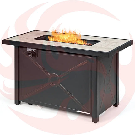 9 Pieces Outdoor Patio Furniture Set with 42 Inch Propane Fire Pit Table-Red DirectDeals