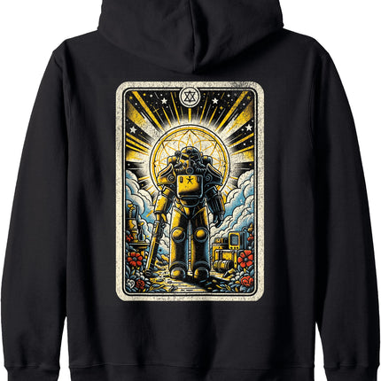 Fallout Tarot Card Zip Hoodie - Vintage Steel Armor