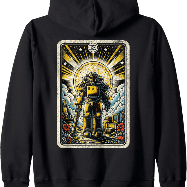 Fallout Tarot Card Zip Hoodie - Vintage Steel Armor