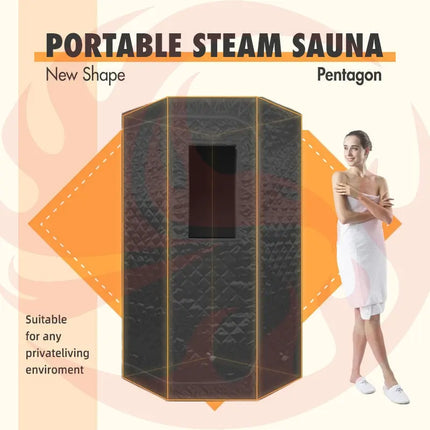 Blisspod Portable Personal Full Body 60 Min Rapid Steam Sauna | Pentagonal | Grey | Powerful 1600 Watts | 3.6L Stronger Steamer | 90X90X190cm zoppinh
