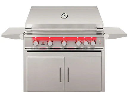 TrueFlame 40-Inch 5-Burner Freestanding Gas Grill with Rear Infrared Burner and Grill Lights Designing Backyards