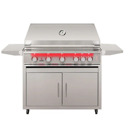 TrueFlame 40-Inch 5-Burner Freestanding Gas Grill with Rear Infrared Burner and Grill Lights