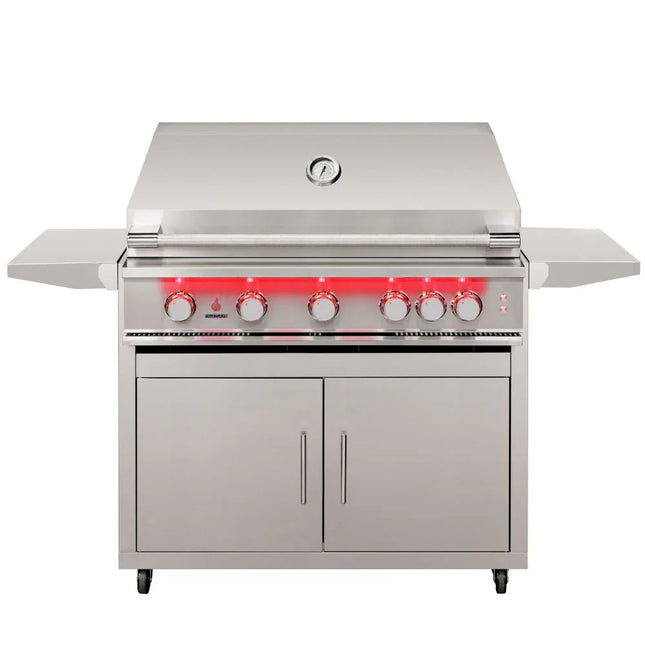 TrueFlame 40-Inch 5-Burner Freestanding Gas Grill with Rear Infrared Burner and Grill Lights