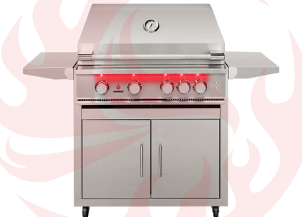 TrueFlame 32-Inch 4-Burner Freestanding Gas Grill with Rear Infrared Burner and Grill Lights Designing Backyards