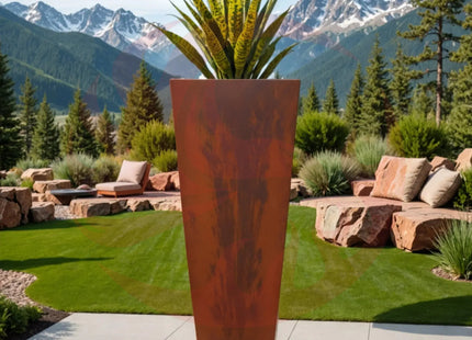 Steel Radius Tapered Planters - Corten Steel Outdoor Planter Box - Phoenix Fire Art Store