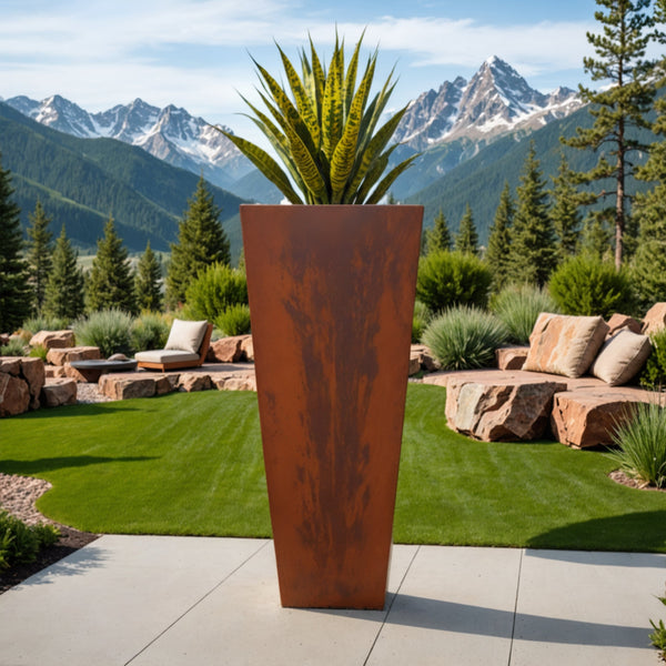 Steel Radius Tapered Planters - Corten Steel Outdoor Planter Box