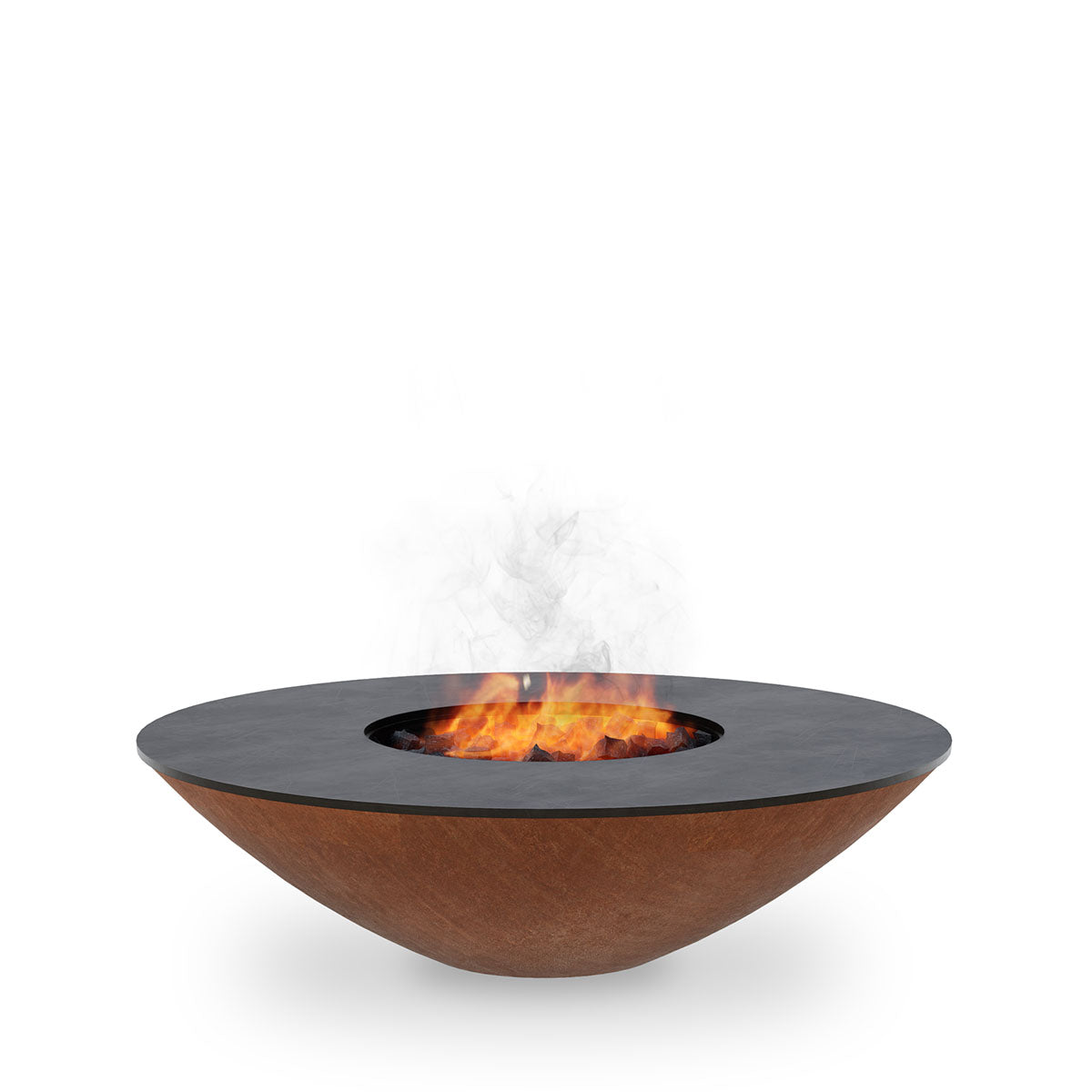 Arteflame Classic 40″ — Fire Pit with Cooktop (CORTEN Bowl; Short Round / Short Euro / Built-In No Base) - Phoenix Fire Art Store
