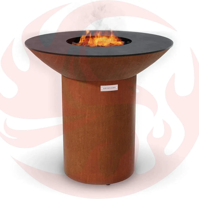 Arteflame Classic 40″ — Round Base Flat-Top Grill & Fire Bowl (CORTEN Steel) - Phoenix Fire Art Store