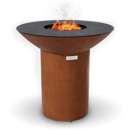 Arteflame Classic 40″ — Round Base Flat-Top Grill & Fire Bowl (CORTEN Steel) - Phoenix Fire Art Store