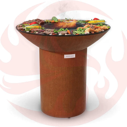 Arteflame Classic 40″ — Round Base Flat-Top Grill & Fire Bowl (CORTEN Steel) - Phoenix Fire Art Store