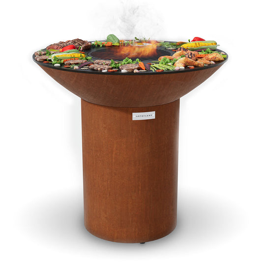 Arteflame Classic 40″ — Round Base Flat-Top Grill & Fire Bowl (CORTEN Steel) - Phoenix Fire Art Store