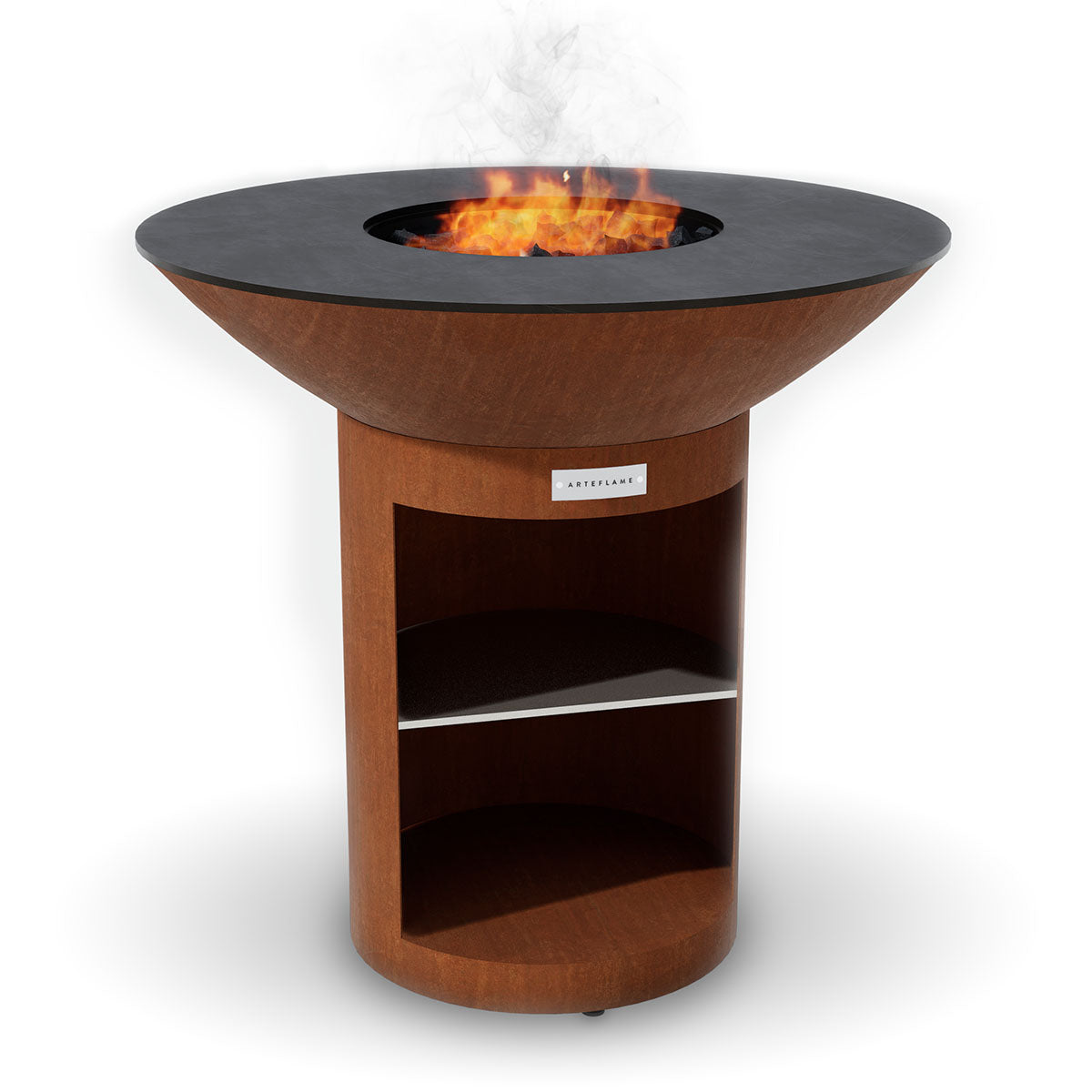 Arteflame Classic 40″ — Storage Base Flat-Top Grill & Fire Bowl (CORTEN Steel) - Phoenix Fire Art Store