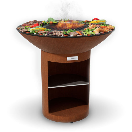 Arteflame Classic 40″ — Storage Base Flat-Top Grill & Fire Bowl (CORTEN Steel) - Phoenix Fire Art Store