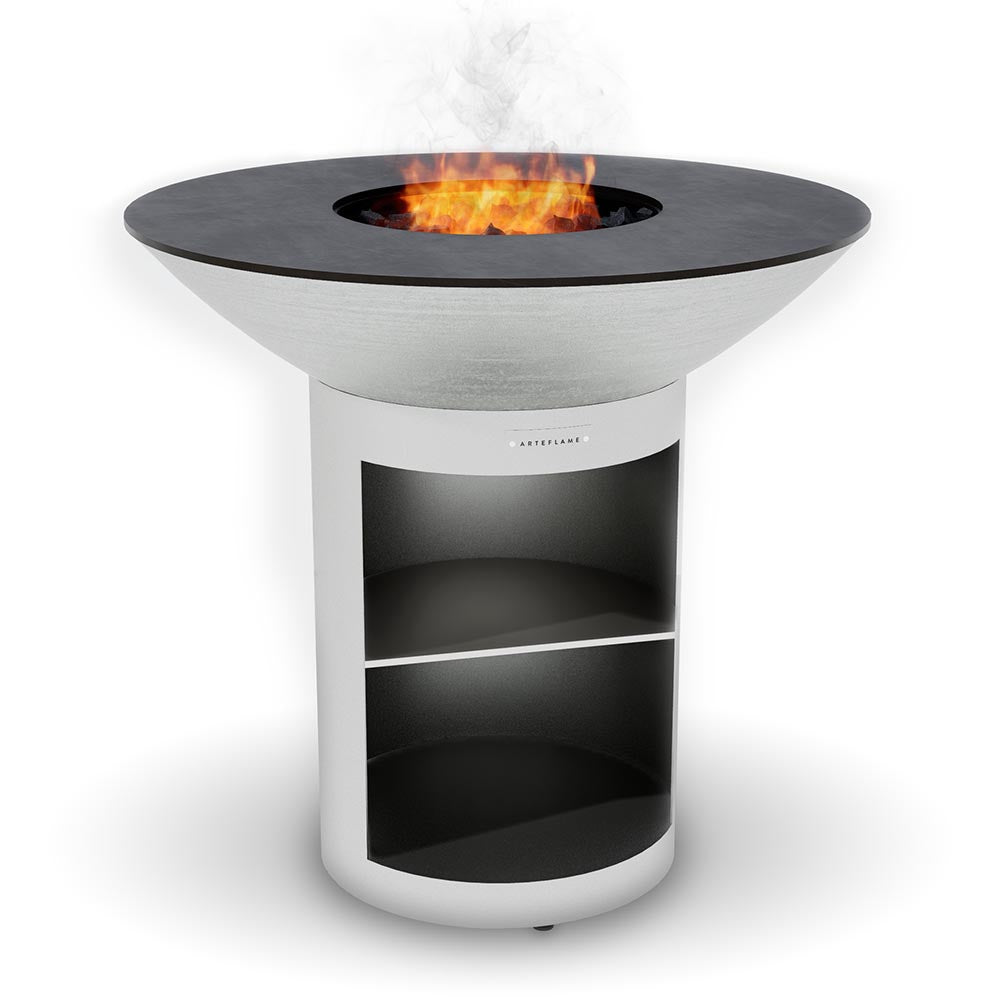 Arteflame 40″ Platinum Series — Stainless Fire Bowl Flat-Top Grill with Storage Base - Phoenix Fire Art Store
