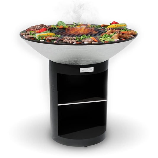 Arteflame 40″ Platinum Series — Stainless Fire Bowl Flat-Top Grill with Storage Base - Phoenix Fire Art Store