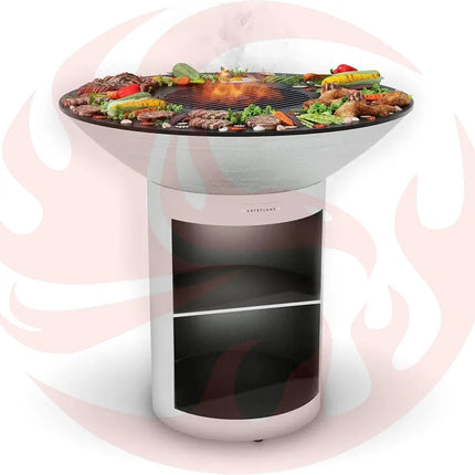 Arteflame 40″ Platinum Series — Stainless Fire Bowl Flat-Top Grill with Storage Base - Phoenix Fire Art Store