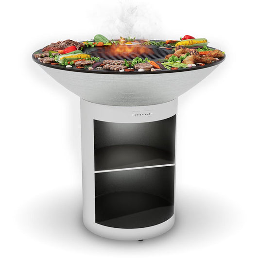 Arteflame 40″ Platinum Series — Stainless Fire Bowl Flat-Top Grill with Storage Base - Phoenix Fire Art Store