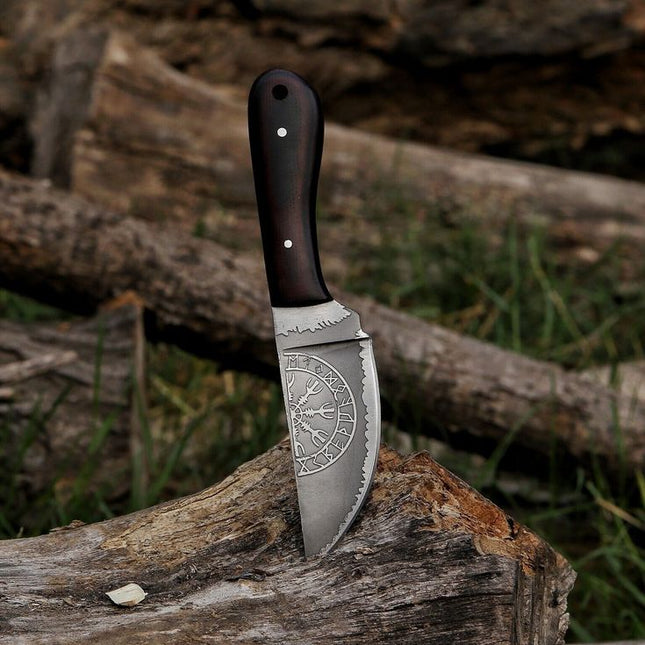 Nordic Valor - Custom Handmade 1095 Steel Classic Viking EDC Knife with Engraved Blade | KBS Knives Store