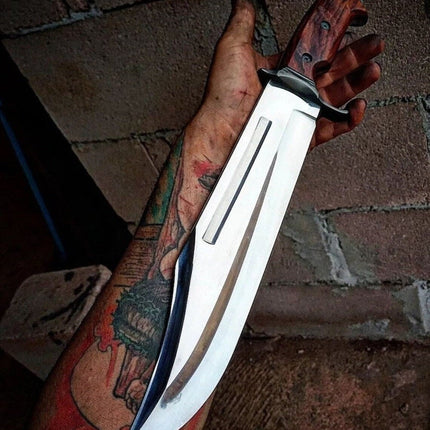 Custom Handmade Leatherneck Bowie Knife with Full Tang O1 Tool Steel Blade and Exotic Wood Handle - 15.5 Inches