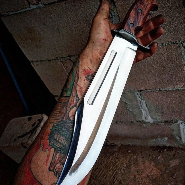 Custom Handmade Leatherneck Bowie Knife with Full Tang O1 Tool Steel Blade and Exotic Wood Handle - 15.5 Inches