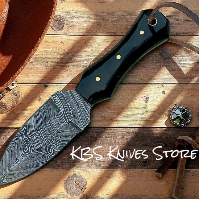 Cowboy Dagger Boot Knife 6.2" Damascus Bone Handle