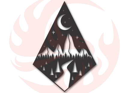 Metal Teardrop Diamond Mountain Forest Path Wall Art - Phoenix Fire Art Store