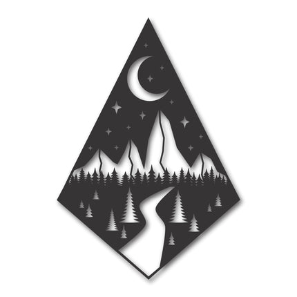 Metal Teardrop Diamond Mountain Forest Path Wall Art