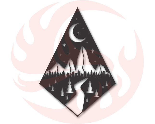 Metal Teardrop Diamond Mountain Forest Path Wall Art - Phoenix Fire Art Store