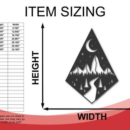 Metal Teardrop Diamond Mountain Forest Path Wall Art