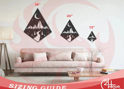 Metal Teardrop Diamond Mountain Forest Path Wall Art - Phoenix Fire Art Store