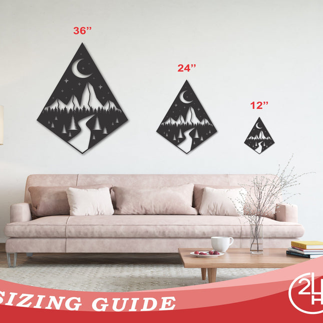 Metal Teardrop Diamond Mountain Forest Path Wall Art