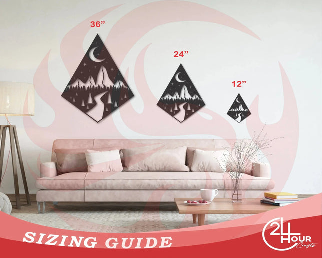 Metal Teardrop Diamond Mountain Forest Path Wall Art - Phoenix Fire Art Store