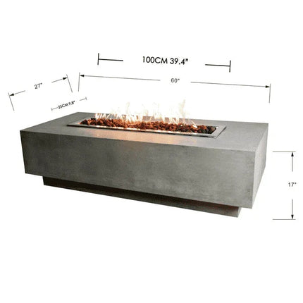 Elementi Granville Fire Pit Table - Outdoor Luxury Heating & Entertainment Center