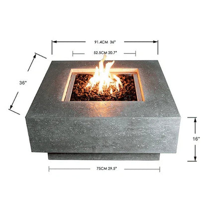 Elementi Manhattan Fire Pit OFG103 - Luxury Outdoor Fireplace Table
