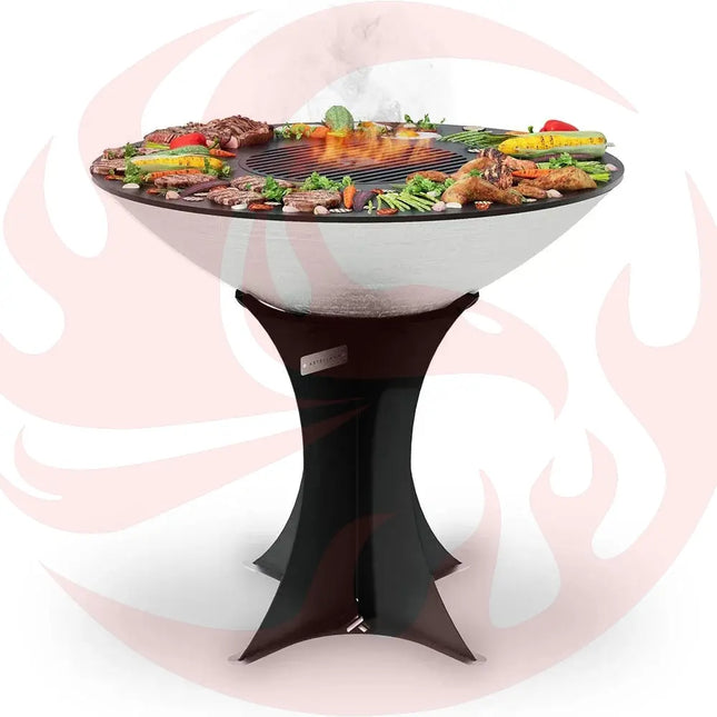 Arteflame 40″ Platinum Series — Stainless Fire Bowl Flat-Top Grill with Euro Base (Stainless or Powder-Coated Black) - Phoenix Fire Art Store