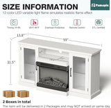 3-Sided Electric Fireplace TV Stand, Farmhouse Entertainment Center with 36" LED Fireplace & Glass Doors for Living Room
