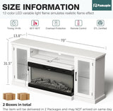 3-Sided Electric Fireplace TV Stand, Farmhouse Entertainment Center with 36" LED Fireplace & Glass Doors for Living Room