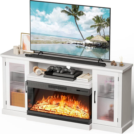 Pamapic 3-Sided Electric Fireplace TV Stand