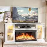 3-Sided Electric Fireplace TV Stand, Farmhouse Entertainment Center with 36" LED Fireplace & Glass Doors for Living Room