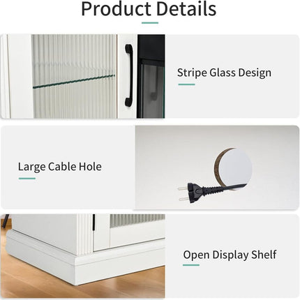 Pamapic 3-Sided Electric Fireplace TV Stand