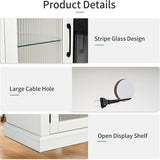 3-Sided Electric Fireplace TV Stand, Farmhouse Entertainment Center with 36" LED Fireplace & Glass Doors for Living Room